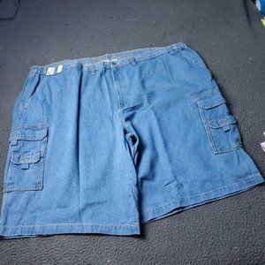 New KingSize Denim Jean Shorts Mens 60 Big & Tall Blue Cotton Cargo